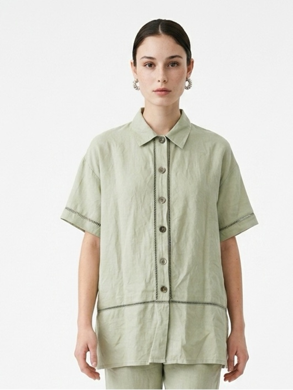 Oversized crisp linen shirt